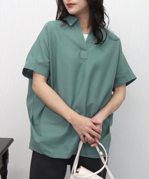 libelle more（リベル モア）の「やわさらリネン〈洗濯機可能・吸水速乾・UVカット〉無地スキッパーシャツ（シャツ/ブラウス・レディース・ベージュ/ネイビー/ラベンダー/オフホワイト/セージグリーン/レモンイエロー・M/L）」の17枚目の写真