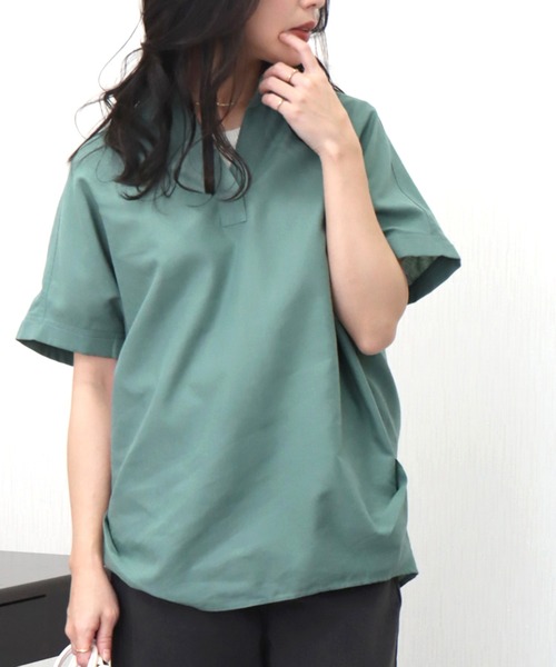 libelle more（リベル モア）の「やわさらリネン〈洗濯機可能・吸水速乾・UVカット〉無地スキッパーシャツ（シャツ/ブラウス・レディース・ベージュ/ネイビー/ラベンダー/オフホワイト/セージグリーン/レモンイエロー・M/L）」の18枚目の写真