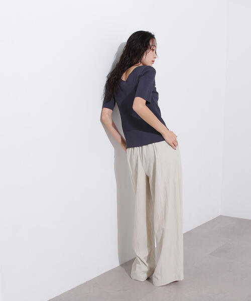 N.（N. Natural Beauty Basic）（エヌエヌナチュラルビューティーベーシック）の「前後２ＷＡＹ半袖ニット（ニット/セーター・レディース・グレー/オフホワイト/オレンジ・MEDIUM）」の8枚目の写真