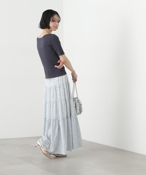 N.（N. Natural Beauty Basic）（エヌエヌナチュラルビューティーベーシック）の「前後２ＷＡＹ半袖ニット（ニット/セーター・レディース・グレー/オフホワイト/オレンジ・MEDIUM）」の16枚目の写真