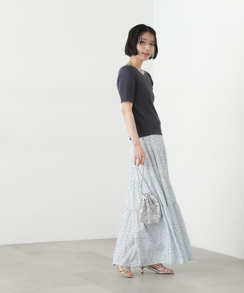 N.（N. Natural Beauty Basic）（エヌエヌナチュラルビューティーベーシック）の「前後２ＷＡＹ半袖ニット（ニット/セーター・レディース・グレー/オフホワイト/オレンジ・MEDIUM）」の17枚目の写真