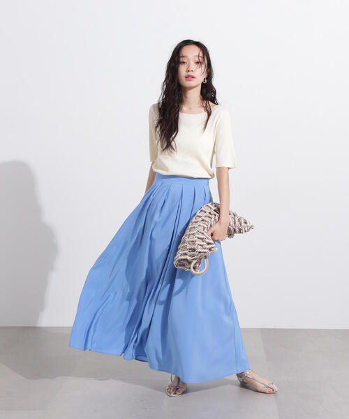 N.（N. Natural Beauty Basic）（エヌエヌナチュラルビューティーベーシック）の「前後２ＷＡＹ半袖ニット（ニット/セーター・レディース・グレー/オフホワイト/オレンジ・MEDIUM）」の22枚目の写真