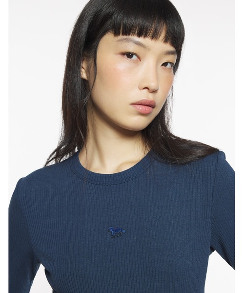 Maison Kitsune(メゾンキツネ)の「BABY FOX RIBBED FITTED TEE-SHIRT(Tシャツ/カットソー・レディース・ネイビー/ライトピンク/アイボリー/ライトグレー・XS/S/M/L/XL)」の3枚目の写真
