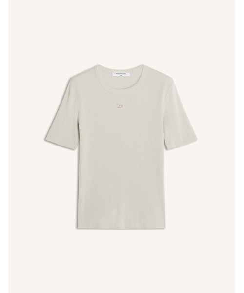 Maison Kitsune(メゾンキツネ)の「BABY FOX RIBBED FITTED TEE-SHIRT(Tシャツ/カットソー・レディース・ネイビー/ライトピンク/アイボリー/ライトグレー・XS/S/M/L/XL)」の5枚目の写真