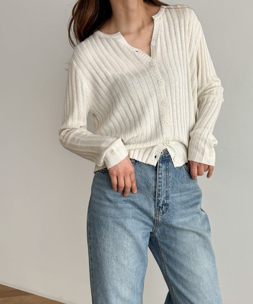 CANAL JEAN(キャナルジーン)の「El mar レーヨンキーネックカーディガン(カーディガン/ボレロ・レディース・チャコールグレー/ベージュ/アイボリー・ONE SIZE)」の4枚目の写真