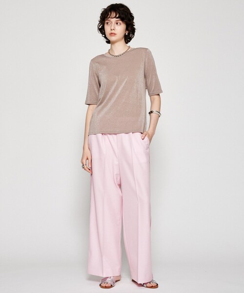 cloenc（クロエンス）の「【手洗い可】シアーラメTシャツ（Tシャツ/カットソー・レディース・ブラック/ブラウン系/ライトグレー・02）」の6枚目の写真