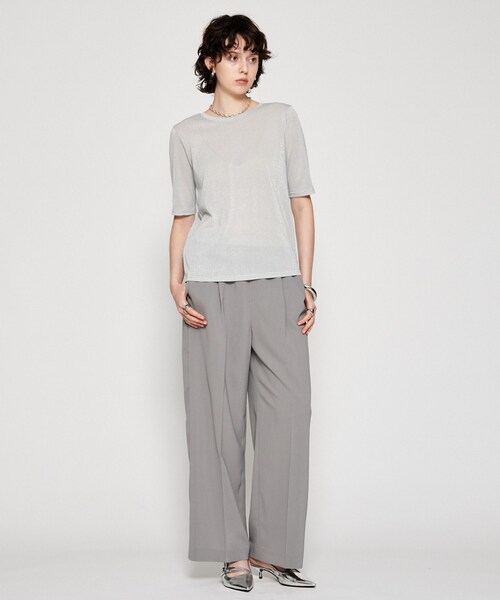 cloenc（クロエンス）の「【手洗い可】シアーラメTシャツ（Tシャツ/カットソー・レディース・ブラック/ブラウン系/ライトグレー・02）」の10枚目の写真