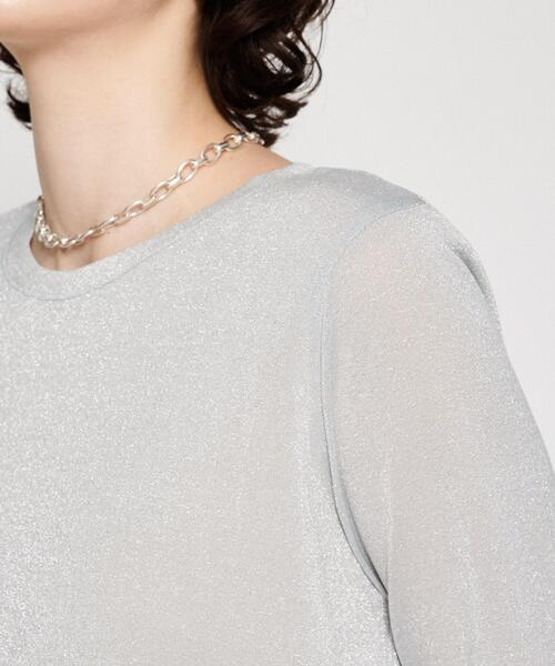 cloenc（クロエンス）の「【手洗い可】シアーラメTシャツ（Tシャツ/カットソー・レディース・ブラック/ブラウン系/ライトグレー・02）」の13枚目の写真