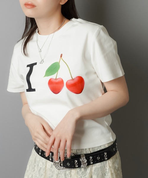 SPINNS(スピンズ)の「半袖ピタTシャツ/I LOVE フルーツ(Tシャツ/カットソー・レディース・ブラック系その他2/ブラック系その他/ホワイト系その他2/ホワイト系その他・ONESIZE)」の14枚目の写真