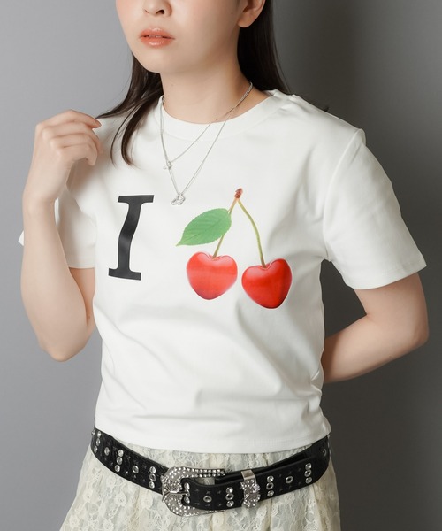 SPINNS(スピンズ)の「半袖ピタTシャツ/I LOVE フルーツ(Tシャツ/カットソー・レディース・ブラック系その他2/ブラック系その他/ホワイト系その他2/ホワイト系その他・ONESIZE)」の16枚目の写真