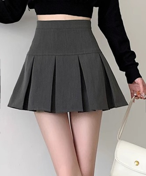 THE HITSS（ヒッツ）の「【インパン裏地付き】Y2K ハイウエスト ボックス プリーツ ミニスカート スカパン（スカート・レディース・ブラック/グレー・M/L）」の9枚目の写真