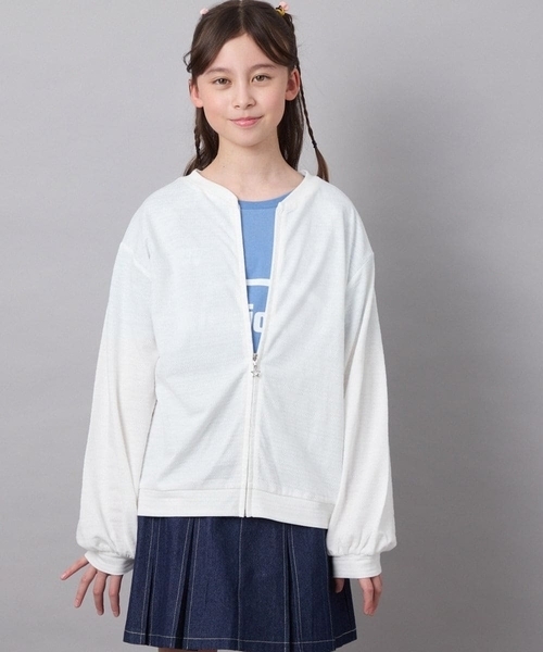 a.v.v（アーヴェヴェ）の「[120-130]【UVカット】ボーダージャカードカーディガン（カーディガン/ボレロ・キッズ・ホワイト/ダークインディゴブルー・130/120）」の14枚目の写真