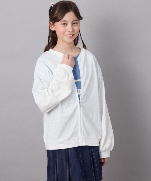 a.v.v（アーヴェヴェ）の「[120-130]【UVカット】ボーダージャカードカーディガン（カーディガン/ボレロ・キッズ・ホワイト/ダークインディゴブルー・130/120）」の15枚目の写真