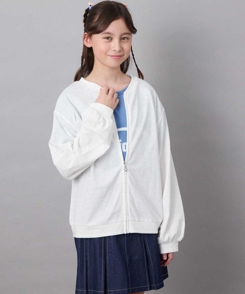 a.v.v（アーヴェヴェ）の「[120-130]【UVカット】ボーダージャカードカーディガン（カーディガン/ボレロ・キッズ・ホワイト/ダークインディゴブルー・130/120）」の16枚目の写真