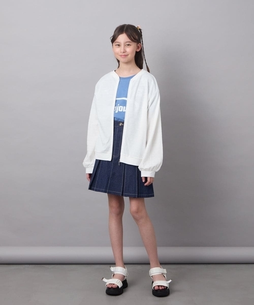 a.v.v（アーヴェヴェ）の「[120-130]【UVカット】ボーダージャカードカーディガン（カーディガン/ボレロ・キッズ・ホワイト/ダークインディゴブルー・130/120）」の17枚目の写真
