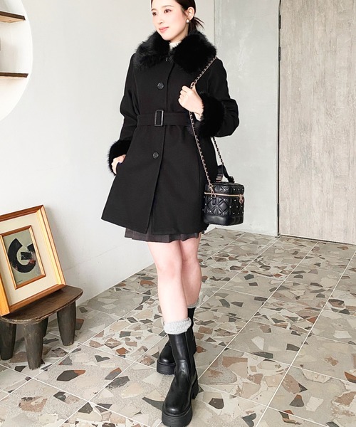 美品　Bellandi ミドルPコート　ブラック JOURNAL STANDARD relume（ジャーナルスタンダード レリューム）の
