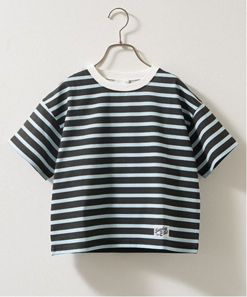 b・ROOM（ビールーム）の「【カイテキ天竺】プリントボーダービッグTシャツ（Tシャツ/カットソー・キッズ・マスタード/ターコイズブルー/パープル系その他/レッド・150cm/140cm/100cm/130cm/110cm/120cm）」の6枚目の写真