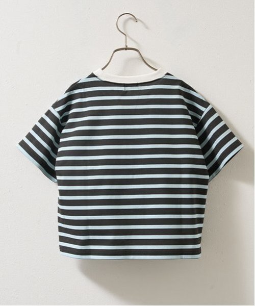 b・ROOM（ビールーム）の「【カイテキ天竺】プリントボーダービッグTシャツ（Tシャツ/カットソー・キッズ・マスタード/ターコイズブルー/パープル系その他/レッド・150cm/140cm/100cm/130cm/110cm/120cm）」の7枚目の写真