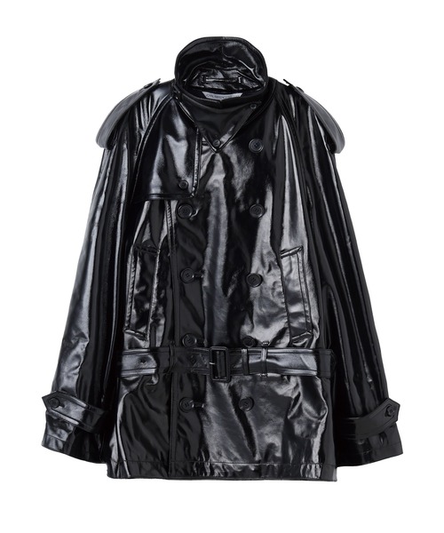 JOHN LAWRENCE SULLIVAN（ジョンローレンスサリバン）の「PATENT SHORT TRENCH COAT（トレンチコート・レディース・ブラック・SMALL）」の2枚目の写真