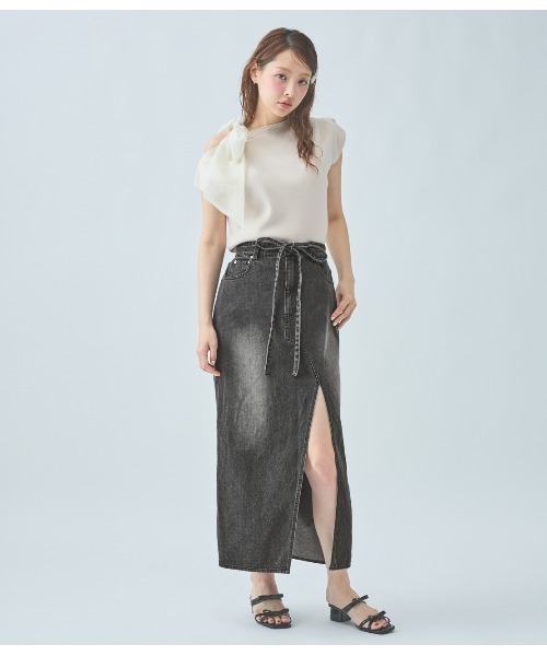 PEACH JOHN（ピーチジョン）の「アシメトリーリボンニットトップス（Tシャツ/カットソー・レディース・ミント/ホワイト/ブラック・ONE SIZE）」の17枚目の写真