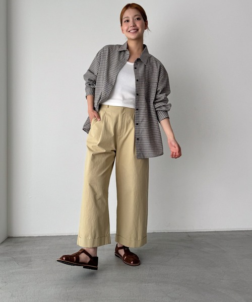 CANAL JEAN（キャナルジーン）の「HARING　コットンチノワイドパンツ（チノパンツ・レディース・ブラック/ベージュ・SMALL/MEDIUM/X-SMALL）」の5枚目の写真