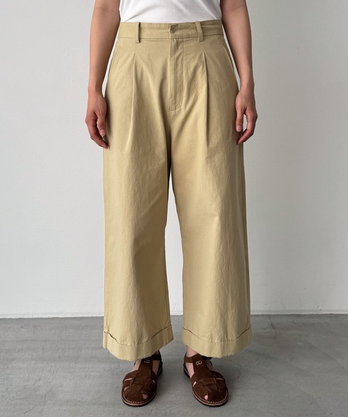 CANAL JEAN（キャナルジーン）の「HARING　コットンチノワイドパンツ（チノパンツ・レディース・ブラック/ベージュ・SMALL/MEDIUM/X-SMALL）」の9枚目の写真