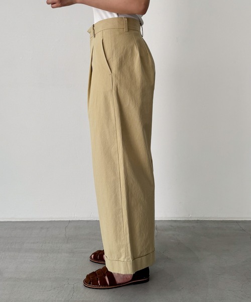 CANAL JEAN（キャナルジーン）の「HARING　コットンチノワイドパンツ（チノパンツ・レディース・ブラック/ベージュ・SMALL/MEDIUM/X-SMALL）」の10枚目の写真