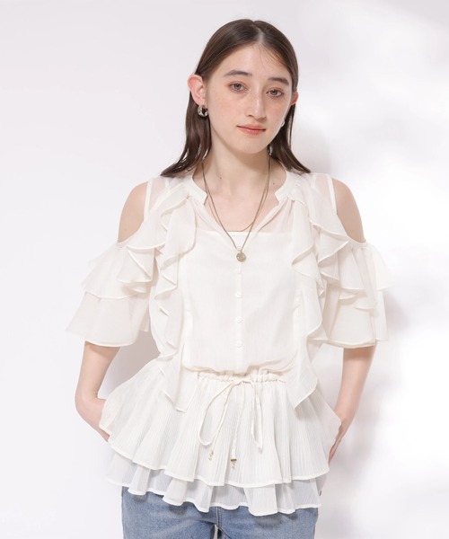 新品 リランドチュール 楊柳 フリル チュニック ブラウス 白 Rirandture（リランドチュール）の「楊柳フリルチュニック