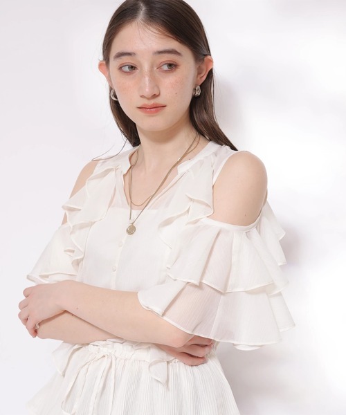 新品 リランドチュール 楊柳 フリル チュニック ブラウス 白 Rirandture（リランドチュール）の「楊柳フリルチュニック