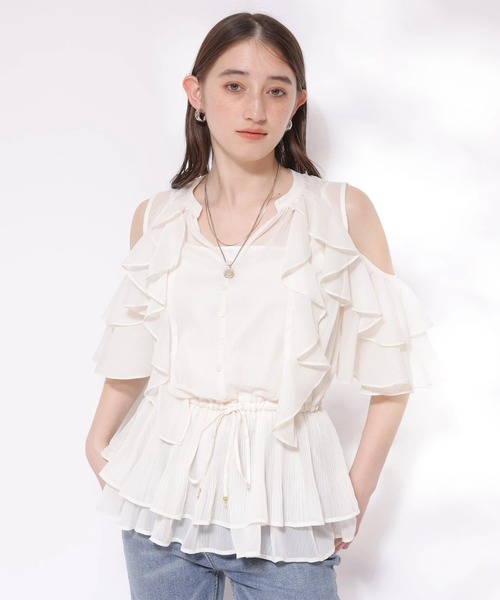 新品 リランドチュール 楊柳 フリル チュニック ブラウス 白 Rirandture（リランドチュール）の「楊柳フリルチュニック