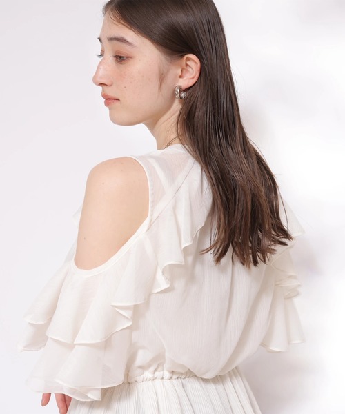 新品 リランドチュール 楊柳 フリル チュニック ブラウス 白 Rirandture（リランドチュール）の「楊柳フリルチュニック