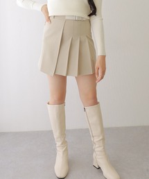 ベルト付き アシメ プリーツ ミニ スカート