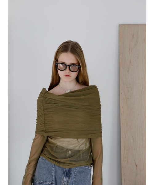 Katrin TOKYO(カトリーントーキョー)の「off shoulder sheer mesh tops(その他トップス・レディース・ベージュ系/カーキ/ブルー・FREE/XS)」の2枚目の写真