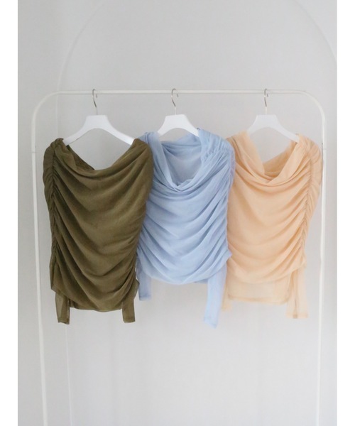 Katrin TOKYO(カトリーントーキョー)の「off shoulder sheer mesh tops(その他トップス・レディース・ベージュ系/カーキ/ブルー・FREE/XS)」の6枚目の写真