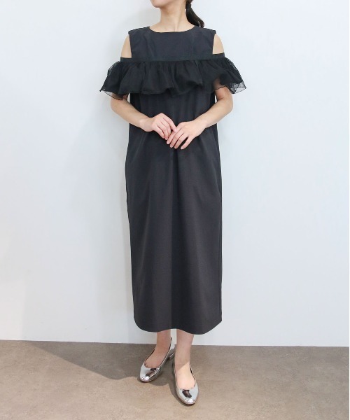 セール】4wayラッフルプリーツストレッチタフタドレス（ドレス