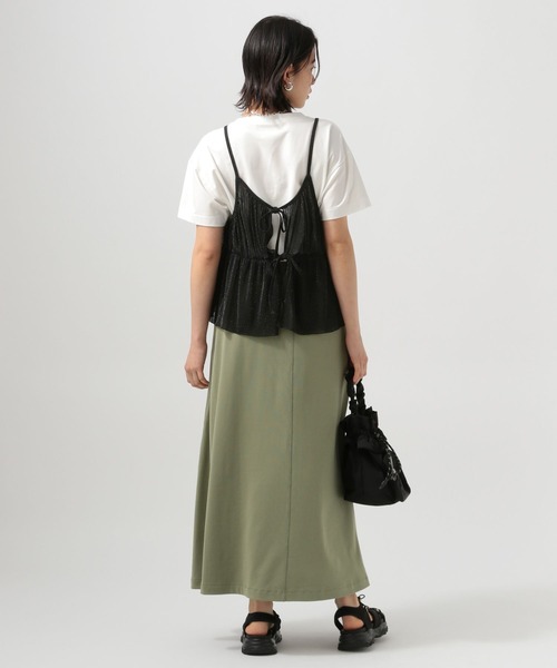 BAYFLOW（ベイフロー）の「[前後で着られる]2WAYラメキャミビスチェ（キャミソール・レディース・グレー/オフホワイト/ライトブルー/ブラック・FREE）」の10枚目の写真