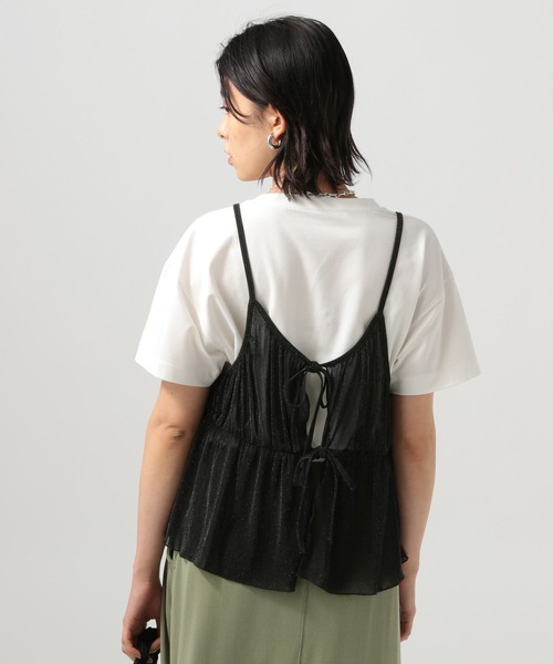 BAYFLOW（ベイフロー）の「[前後で着られる]2WAYラメキャミビスチェ（キャミソール・レディース・グレー/オフホワイト/ライトブルー/ブラック・FREE）」の11枚目の写真