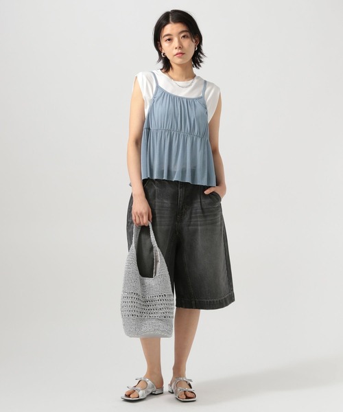 BAYFLOW（ベイフロー）の「[前後で着られる]2WAYラメキャミビスチェ（キャミソール・レディース・グレー/オフホワイト/ライトブルー/ブラック・FREE）」の13枚目の写真