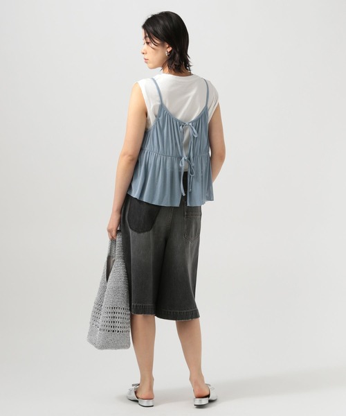 BAYFLOW（ベイフロー）の「[前後で着られる]2WAYラメキャミビスチェ（キャミソール・レディース・グレー/オフホワイト/ライトブルー/ブラック・FREE）」の14枚目の写真