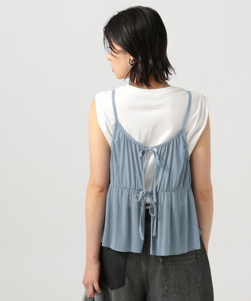 BAYFLOW（ベイフロー）の「[前後で着られる]2WAYラメキャミビスチェ（キャミソール・レディース・グレー/オフホワイト/ライトブルー/ブラック・FREE）」の15枚目の写真