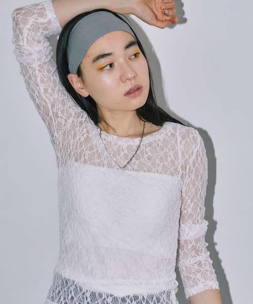 LIENCOEUR(リアンクール)の「ミニフラワーレーストップス(Tシャツ/カットソー・レディース・ホワイト/ブラック・FREE)」の9枚目の写真