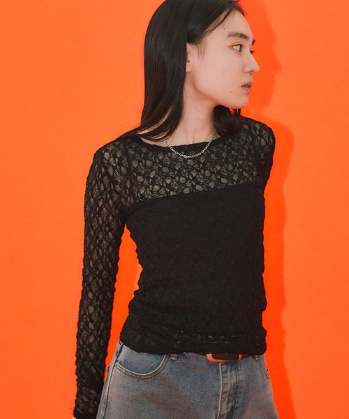 LIENCOEUR(リアンクール)の「ミニフラワーレーストップス(Tシャツ/カットソー・レディース・ホワイト/ブラック・FREE)」の22枚目の写真