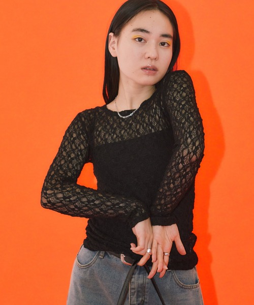 LIENCOEUR(リアンクール)の「ミニフラワーレーストップス(Tシャツ/カットソー・レディース・ホワイト/ブラック・FREE)」の21枚目の写真