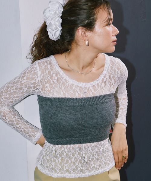 LIENCOEUR(リアンクール)の「ミニフラワーレーストップス(Tシャツ/カットソー・レディース・ホワイト/ブラック・FREE)」の16枚目の写真