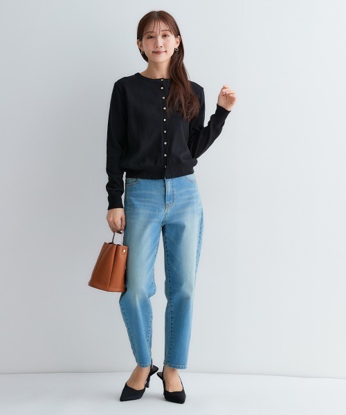 Petitjo（プッチージョ）の「小さいサイズ　すごく伸びるテーパードデニムパンツ　低身長さん・小柄女性（デニムパンツ・レディース・ネイビー/ブルー系・58/61/64/67）」の16枚目の写真