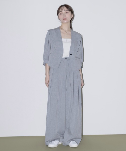 Eimee Law(エイミーロウ)の「ツータックハイウエストワイドパンツ(その他パンツ・レディース・グレー/ブラック/ベージュ・M)」の4枚目の写真