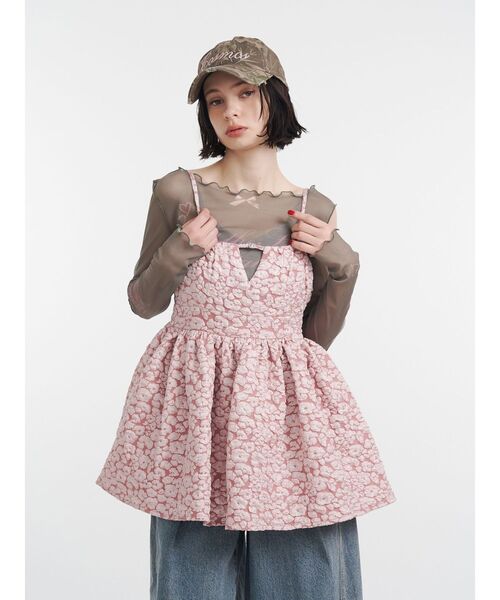 jouetie（ジュエティ）の「ジャガードキャミチュニック（チュニック・レディース・アイボリー/ブラック/ピンク・MEDIUM）」の4枚目の写真