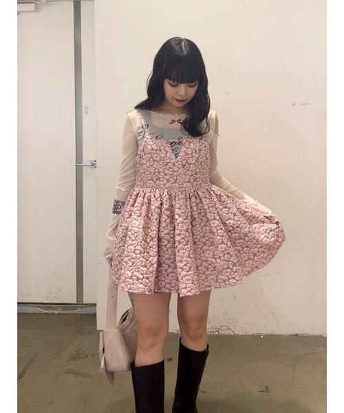 jouetie（ジュエティ）の「ジャガードキャミチュニック（チュニック・レディース・アイボリー/ブラック/ピンク・MEDIUM）」の6枚目の写真