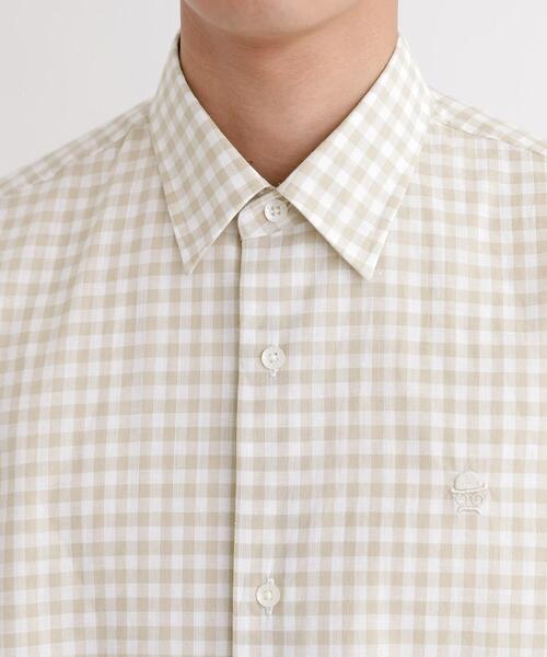 TAKEO KIKUCHI(タケオキクチ)の「【LIMITED】ワンポイント刺繍 綿麻チェック 半袖シャツ(シャツ/ブラウス・メンズ・ダークブラウン/ベージュ/パープル/ネイビー・01/02/03/04/05)」の9枚目の写真