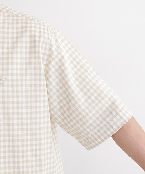 TAKEO KIKUCHI(タケオキクチ)の「【LIMITED】ワンポイント刺繍 綿麻チェック 半袖シャツ(シャツ/ブラウス・メンズ・ダークブラウン/ベージュ/パープル/ネイビー・01/02/03/04/05)」の10枚目の写真